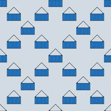 Blue Container vector colored seamless pattern Stock Illustration