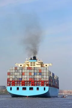 Blue containership Stock Photos