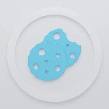 Blue Cookie or biscuit with chocolate icon isolated on white background. Mi.. Stock Illustration