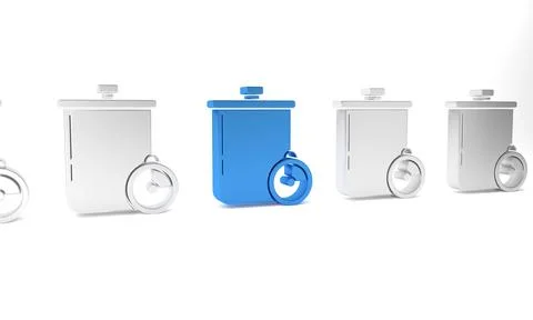 Blue Cooking pot and kitchen timer icon isolated on white background. Boil .. 스톡 일러스트