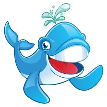 Blue cool whale with a big smile Stock Illustration