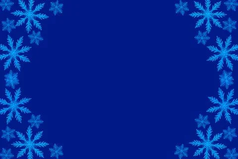Blue cool winter frame with ornate snowflakes Stock Illustration