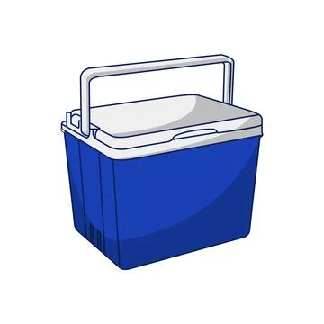 Blue Cooler Box Flat Vector Illustration Icon On White Background for web, .. Stock Illustration