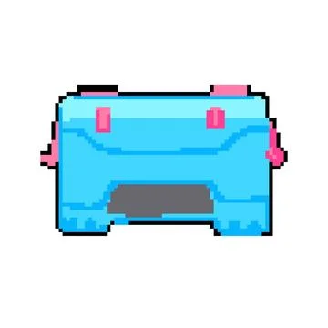 Blue cooler box pixel art vector illustration Stock Illustration