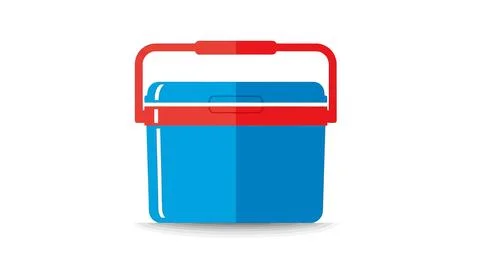 A blue cooler with a red handle and lid Illustration