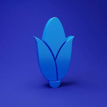 Blue Corn icon isolated on blue background. Minimalism concept. 3D render i.. Stock Illustration