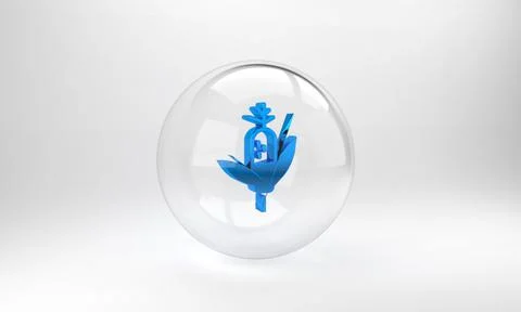 Blue Corn icon isolated on grey background. Glass circle button. 3D render il Illustrazione stock