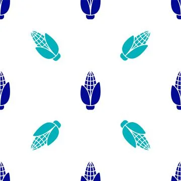 Blue Corn icon isolated seamless pattern on white background. Vector Stock Illustration