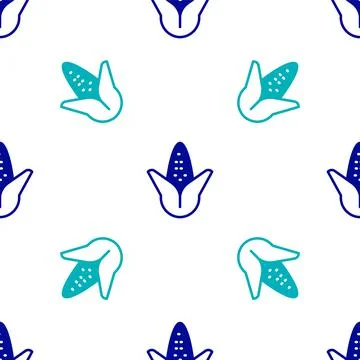 Blue Corn icon isolated seamless pattern on white background. Vector Stock Illustration