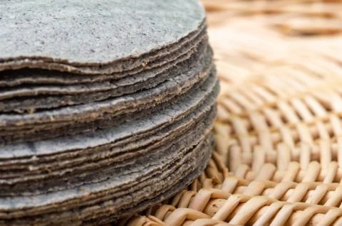 Blue corn tortillas Stock Photos