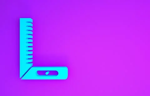Blue Corner ruler icon isolated on purple background. Setsquare, angle ruler, Ilustración de archivo