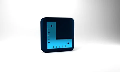 Blue Corner ruler icon isolated on grey background. Setsquare, angle ruler Stock Illustration