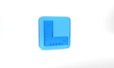 Blue Corner ruler icon isolated on grey background. Setsquare, angle ruler Ilustração Stock