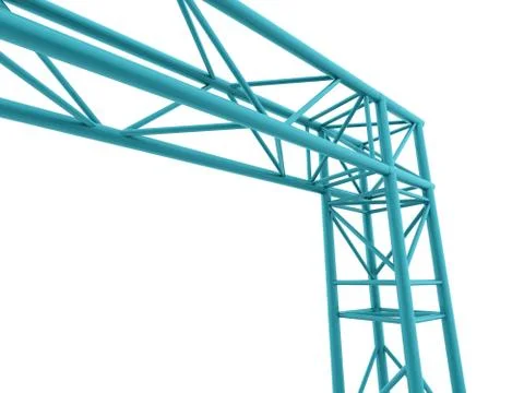 Blue corner of stage construction rendered on white background Stock Illustration