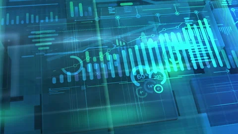 Blue corporate background with an array of growth infographics. Stock Footage 138838971