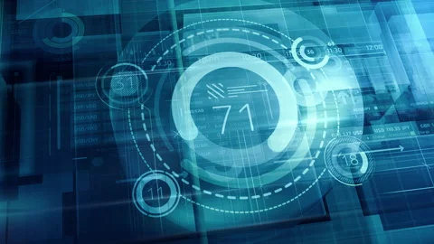 Blue corporate background with an array of infographics. Stock Footage 142299477