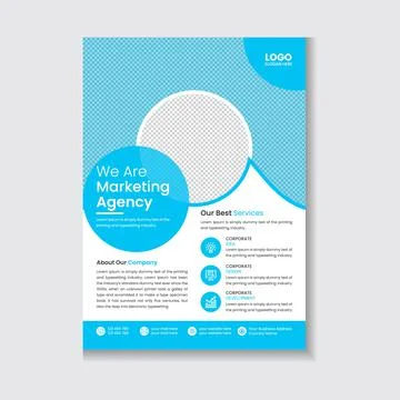 Blue Corporate Flyer With Circle Shape Illustrazione stock