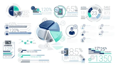 Blue Corporate Infographic Elements With Alpha Channel Stock Footage 76328212