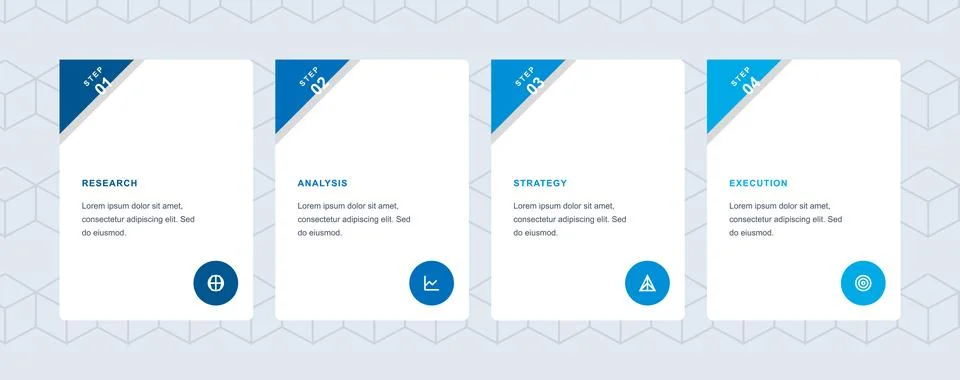 Blue Corporate Process Card Template Stock Illustration