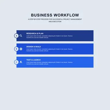Blue Corporate Workflow Process Infographic 库存插图