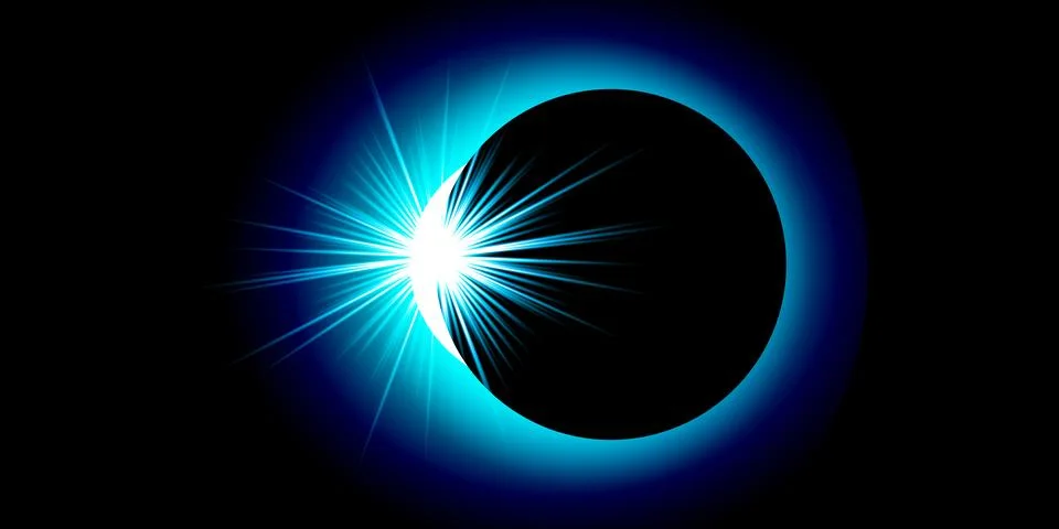 Blue Cosmic Eclipse Light Effect Vector Futuristic blue eclipse background .. 库存插图