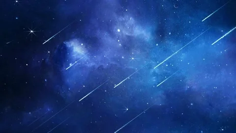 Blue Cosmic Nebula Background with Streaking Shooting Stars Loop Stock Footage 320857057