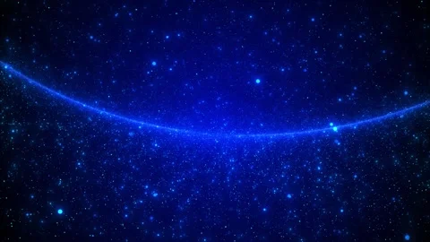 Blue cosmic particle background glowing curved horizon, deep space dust, and spa Stock Footage 340416591