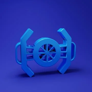 Blue Cosmic ship icon isolated on blue background. Minimalism concept. 3D r.. 스톡 일러스트