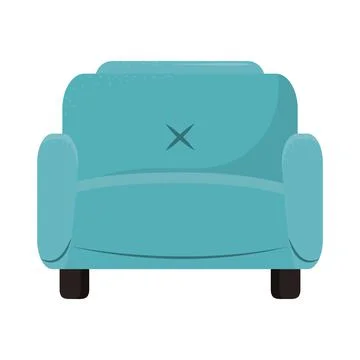 Blue couch interior Stock Illustration