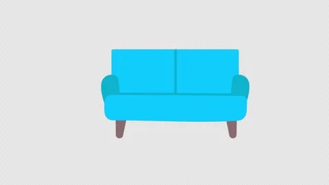 A blue couch with legs icon concept loop animation video with alpha channel Stock Footage 270159285