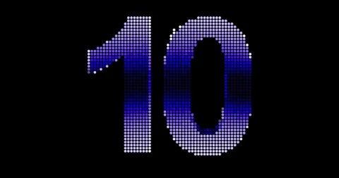 Blue countdown from 10 to 1 with alpha chanel for light background Video stock 105007763