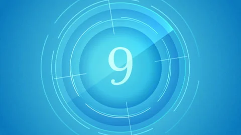 Blue countdown clock, animated count down from 10 seconds Stock Footage
