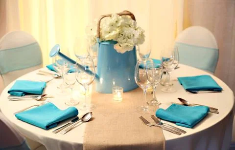 Blue country table setting Foto stock