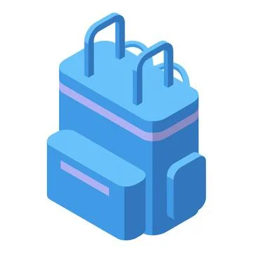 Blue courier backpack icon isometric vector. Box rider Illustrazione stock