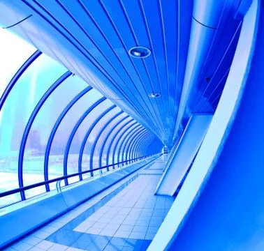Blue covered bridge Stock Photos