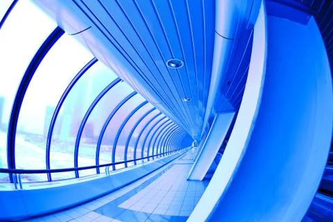 Blue covered bridge Stock Photos
