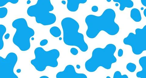 Blue cow print seamless pattern background with organic animal spots and Stock Illustration