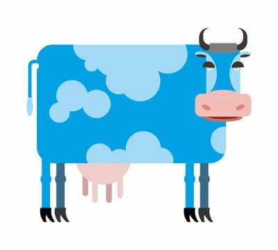 Blue cow  white background. Vector illustration of farm animals Stock Illustration