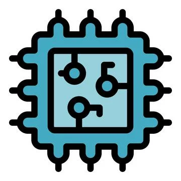 Blue cpu microchip processing data icon 库存插图