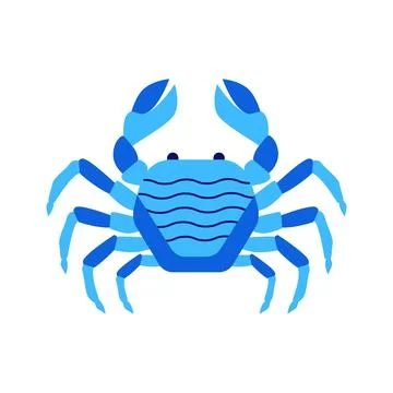 Blue crab in flat style Stock Illustration