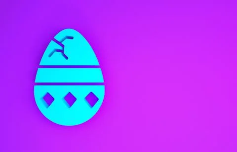 Blue Cracked egg icon isolated on purple background. Happy Easter. Minimalism Stock Illustration