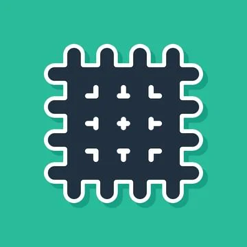 Blue Cracker biscuit icon isolated on green background. Sweet cookie.  Vector Stock Illustration