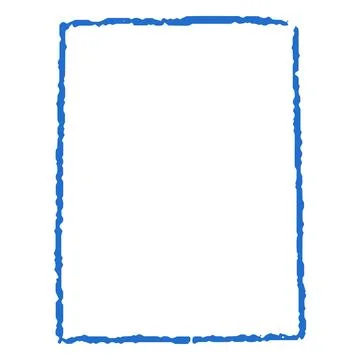 Blue crayon geometric rectangle vector outline shape, scribble rectangle chalk Stock Illustration