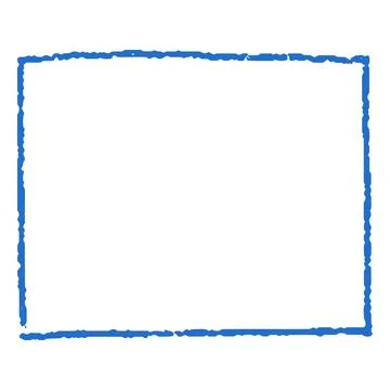Blue crayon outline geometric shape, scribble rectangle figure chalk or pencil Stock Illustration