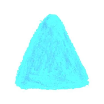 Blue crayon scribble texture stain triangle shape isolated on white backgroun Stock Illustration