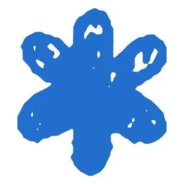 Blue crayon sketch flower vector icon, scribble chamomile, blossom daisy plant Illustrazione stock