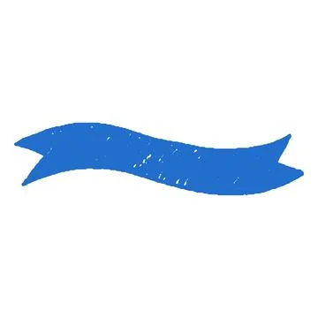 Blue crayon sketch wave outline ribbon banner, vector vintage tape frame blank Stock Illustration
