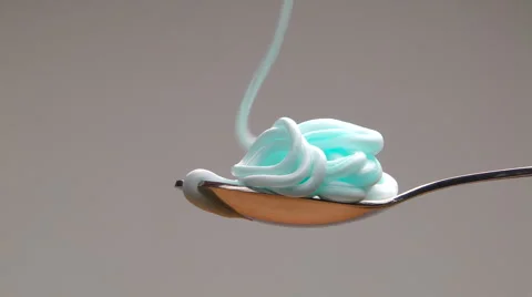 Blue Cream in a Spoon Stock Footage 62255671
