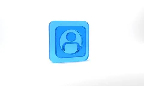 Blue Create account screen icon isolated on grey background. Glass square button Stock Illustration