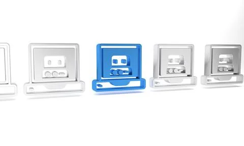 Blue Creating robot icon isolated on white background. Artificial intellige.. Stock Illustration